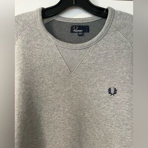 Fred Perry Classic Crewneck Jumper Sweater Light Gray Large